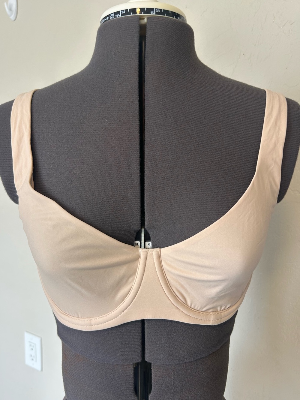 DOBREVA Balconette Underwire Bra Beige 36C Adjustable Strap Hook & Eye F207(1952